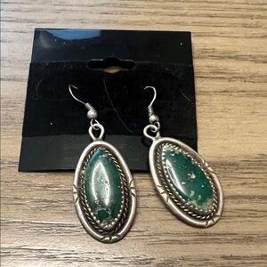 Vintage Native Sterling Earrings with Green Turquoise